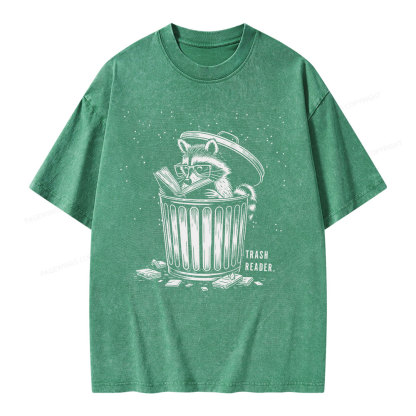 Pagewings Trash Reader Raccoon - Book Quote Unisex Washed T-shirt