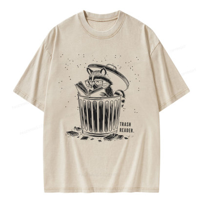 Pagewings Trash Reader Raccoon - Book Quote Unisex Washed T-shirt