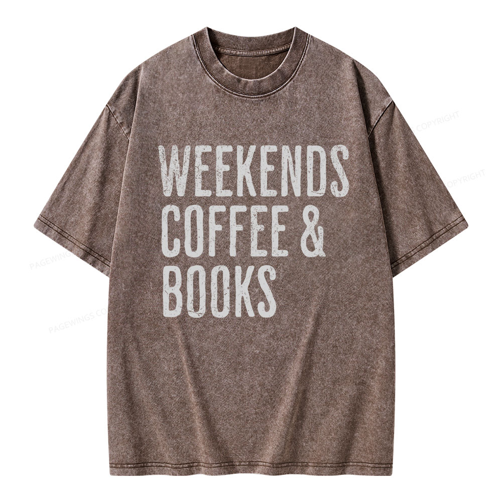 Pagewings Weekends Coffee And Books Unisex Washed T-shirt