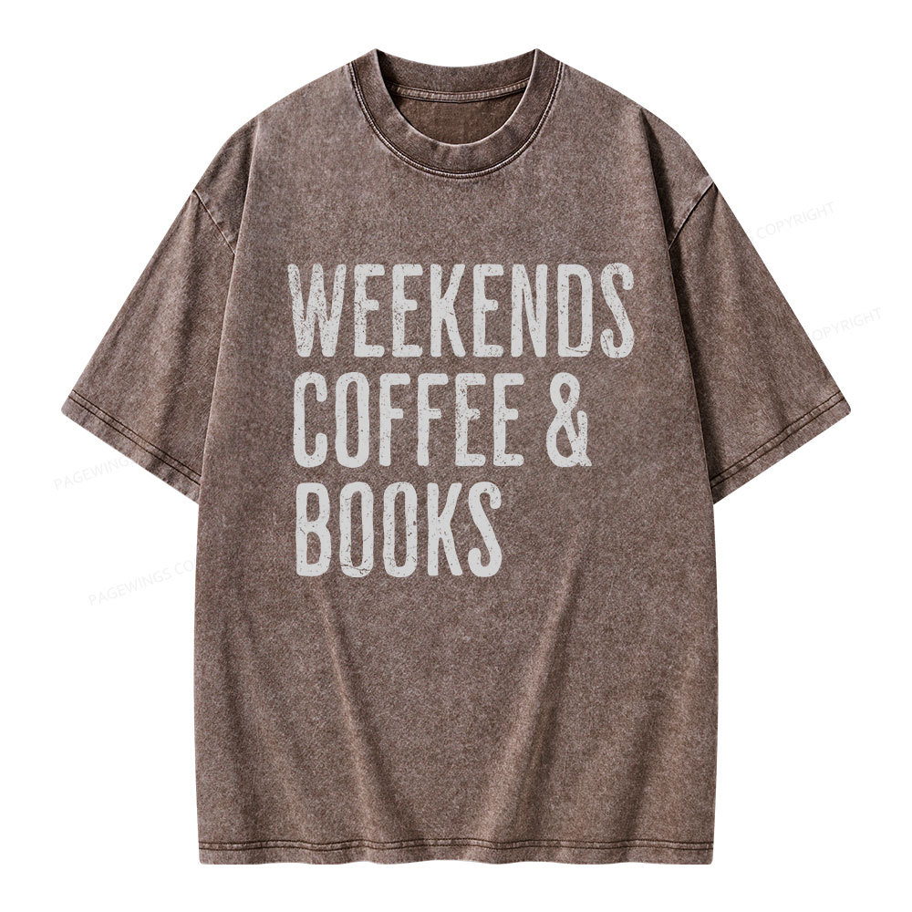Pagewings Weekends Coffee And Books Unisex Washed T-shirt