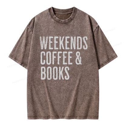 Pagewings Weekends Coffee And Books Unisex Washed T-shirt