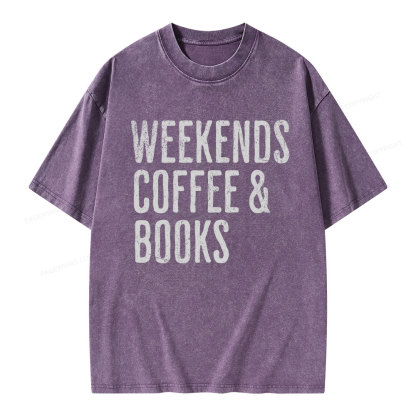 Pagewings Weekends Coffee And Books Unisex Washed T-shirt