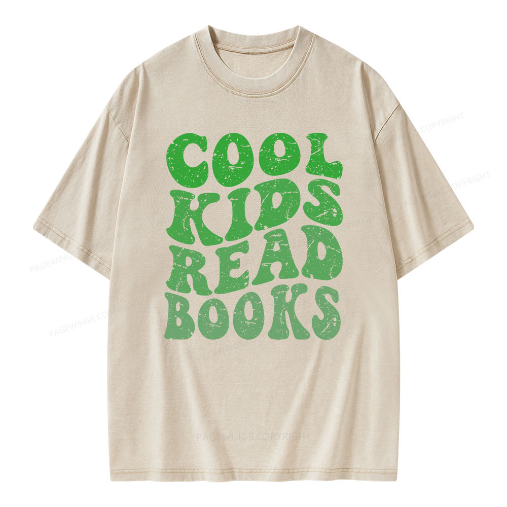 Pagewings cool kids read books Unisex Washed T-shirt