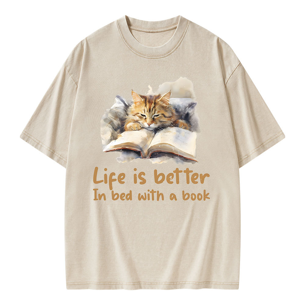 Pagewings Life Is Better In Bed png Unisex Washed T-shirt