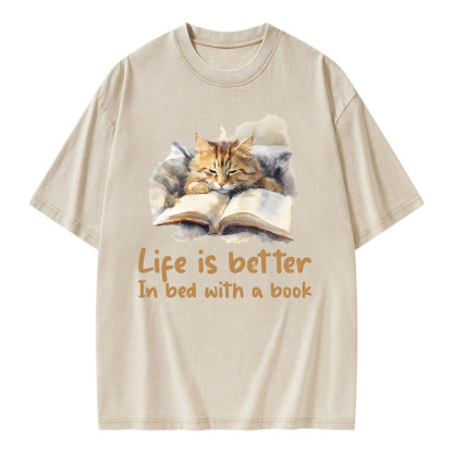 Pagewings Life Is Better In Bed png Unisex Washed T-shirt