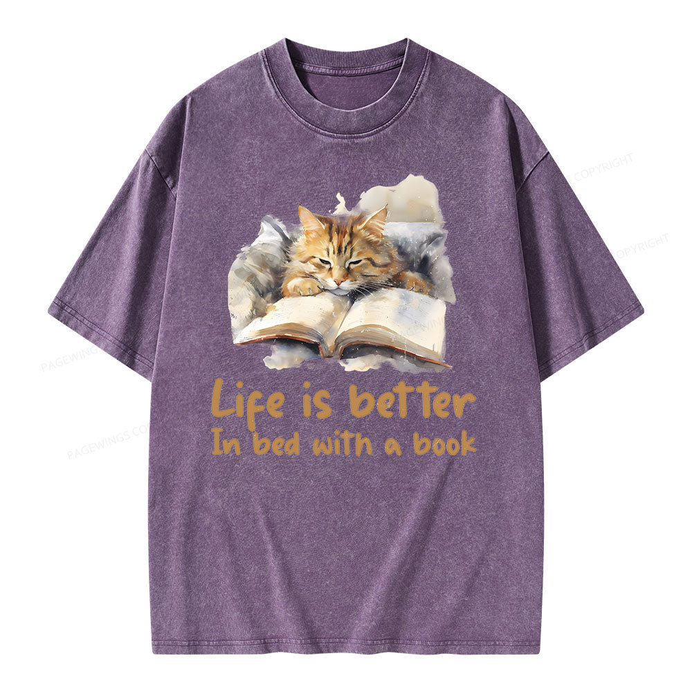Pagewings Life Is Better In Bed png Unisex Washed T-shirt