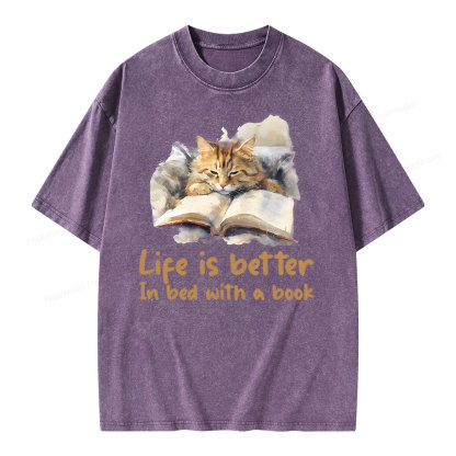 Pagewings Life Is Better In Bed png Unisex Washed T-shirt