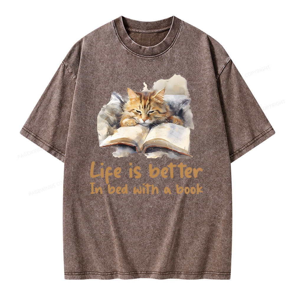Pagewings Life Is Better In Bed png Unisex Washed T-shirt