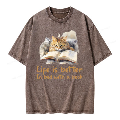 Pagewings Life Is Better In Bed png Unisex Washed T-shirt