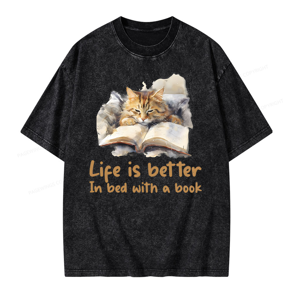 Pagewings Life Is Better In Bed png Unisex Washed T-shirt