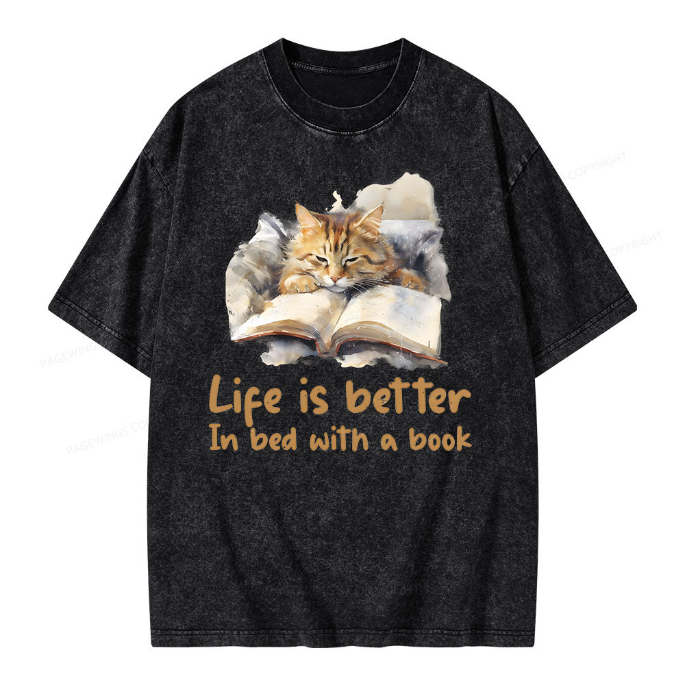 Pagewings Life Is Better In Bed png Unisex Washed T-shirt