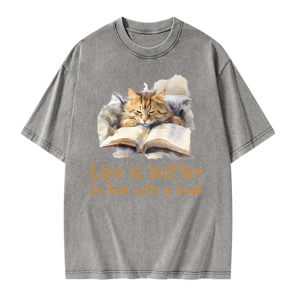 Pagewings Life Is Better In Bed png Unisex Washed T-shirt