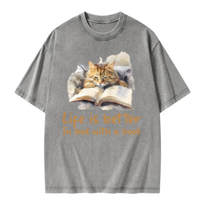 Pagewings Life Is Better In Bed png Unisex Washed T-shirt