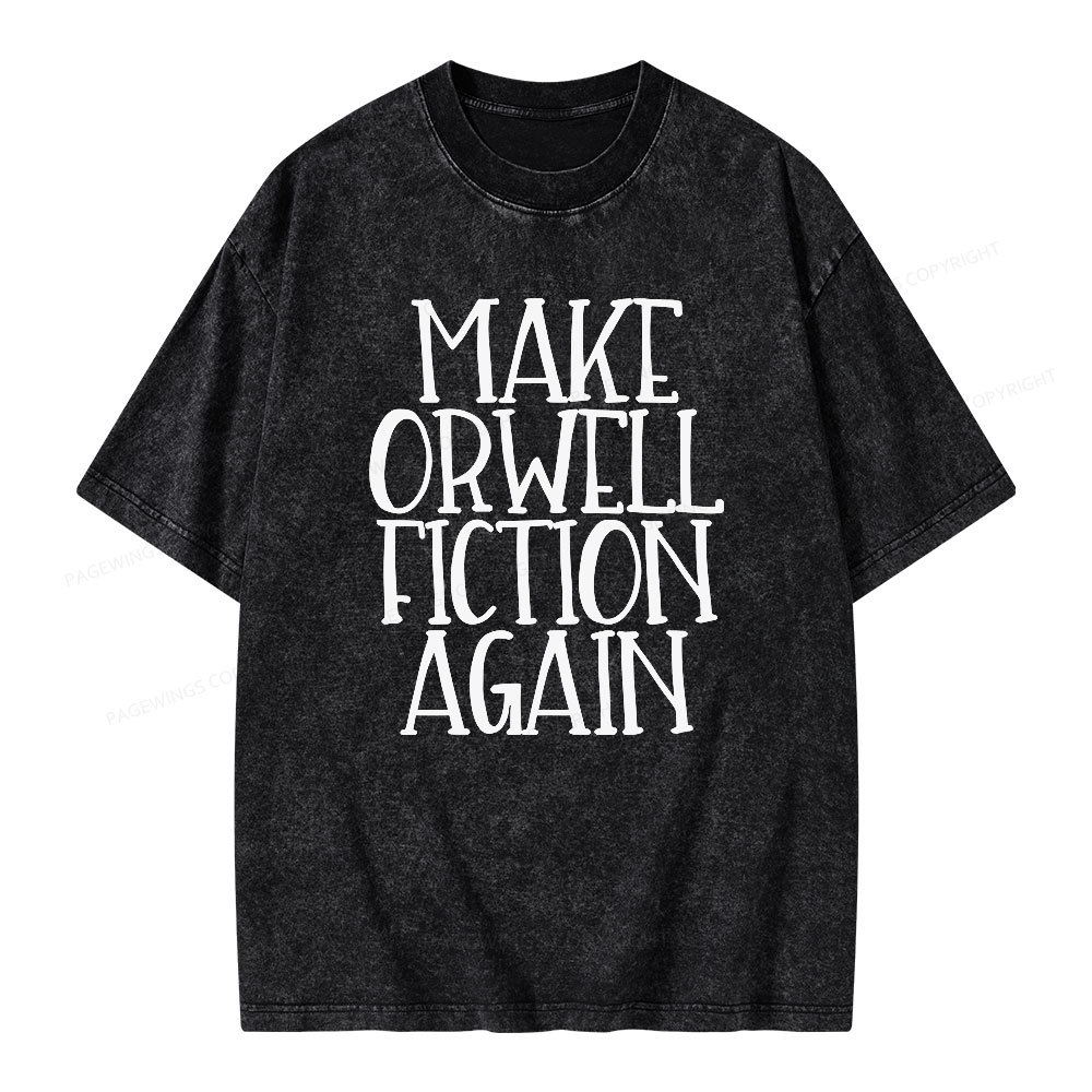 Pagewings Make Orwell Fiction Again Unisex Washed T-shirt