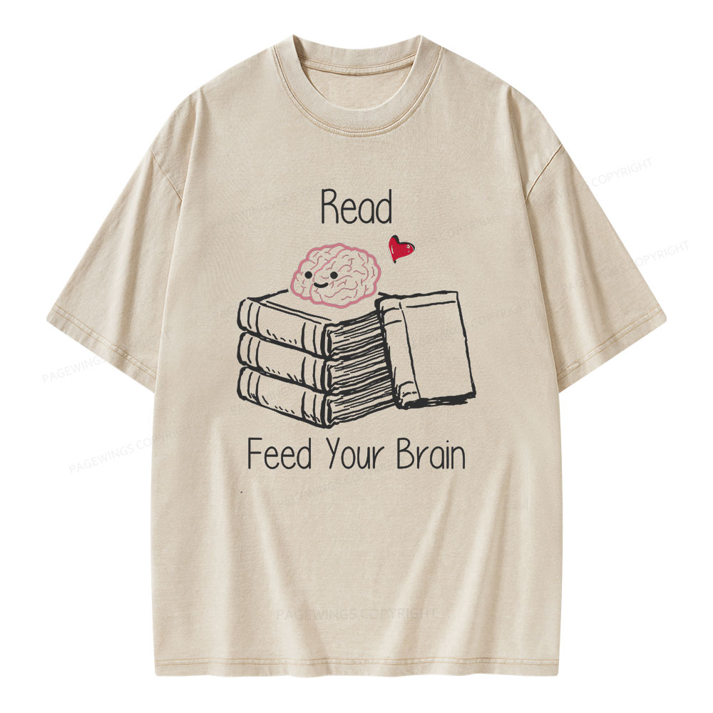 Pagewings Read Feed Your Brain Unisex Washed T-shirt