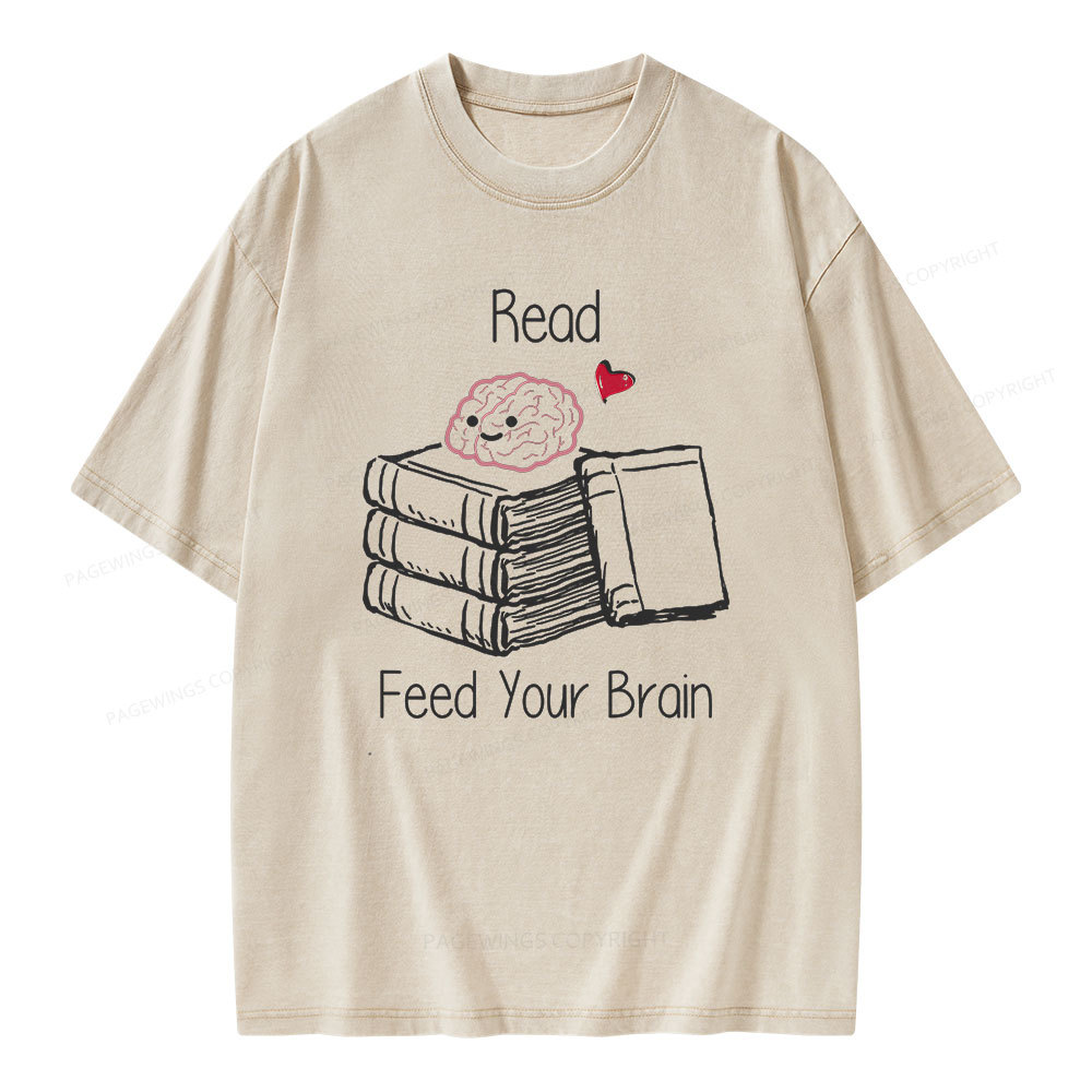 Pagewings Read Feed Your Brain Unisex Washed T-shirt