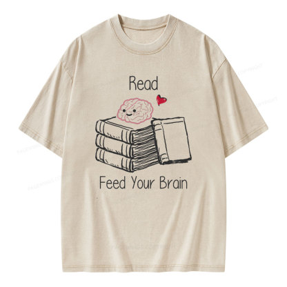 Pagewings Read Feed Your Brain Unisex Washed T-shirt