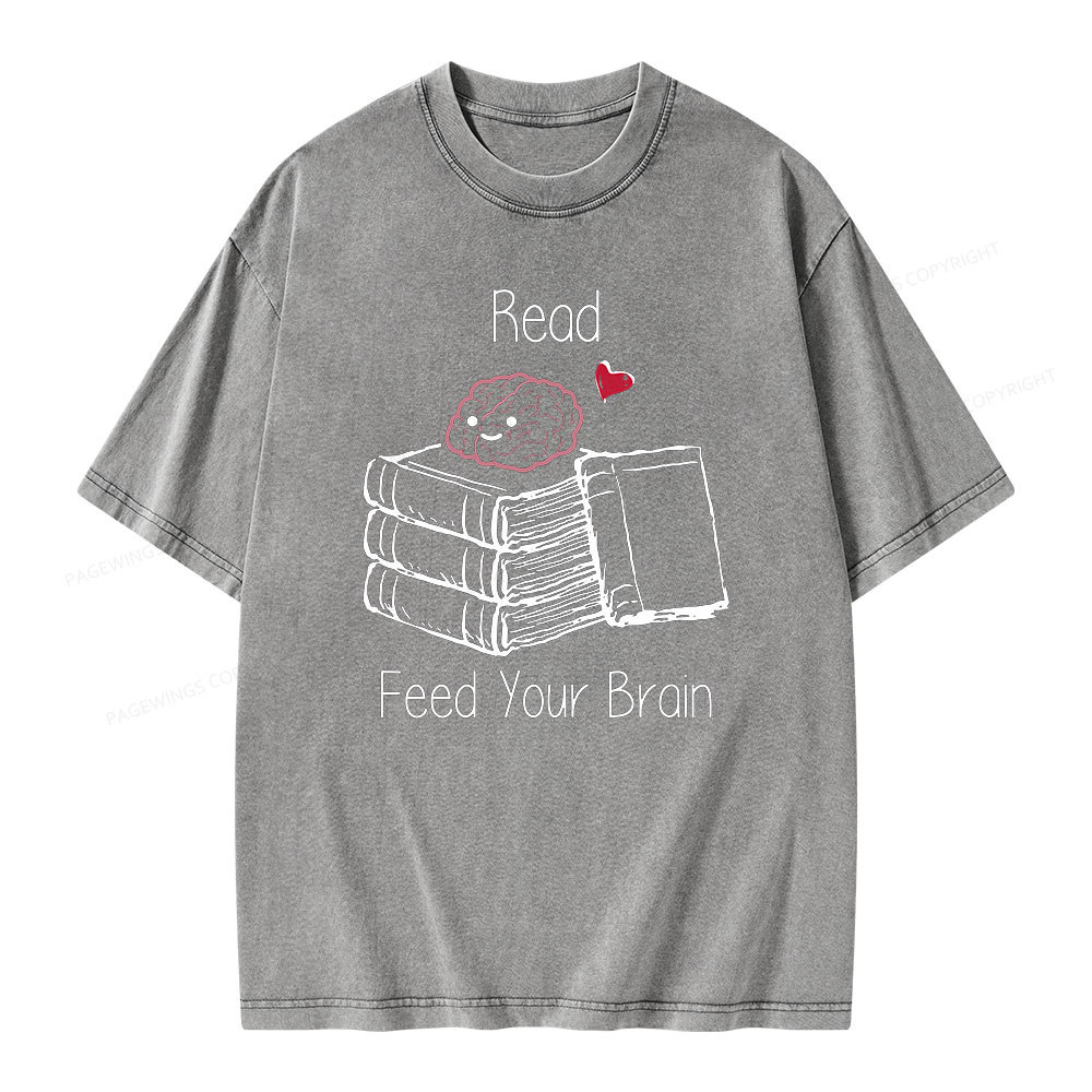Pagewings Read Feed Your Brain Unisex Washed T-shirt