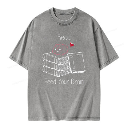 Pagewings Read Feed Your Brain Unisex Washed T-shirt