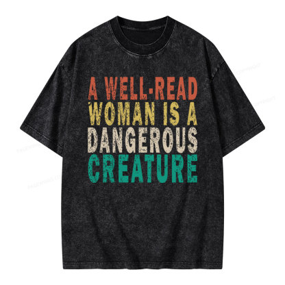 Pagewings A Well-Read Woman Is A Dangerous Creature Unisex Washed T-shirt