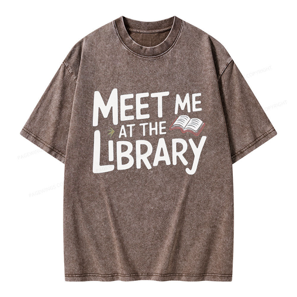 Pagewings Meet Me At The Library  Unisex Washed T-shirt