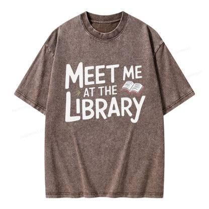 Pagewings Meet Me At The Library  Unisex Washed T-shirt