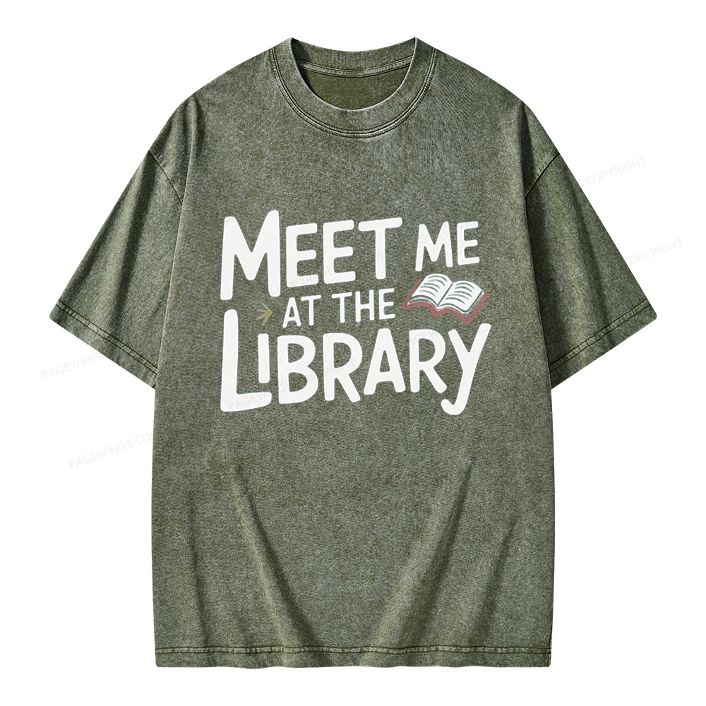 Pagewings Meet Me At The Library  Unisex Washed T-shirt