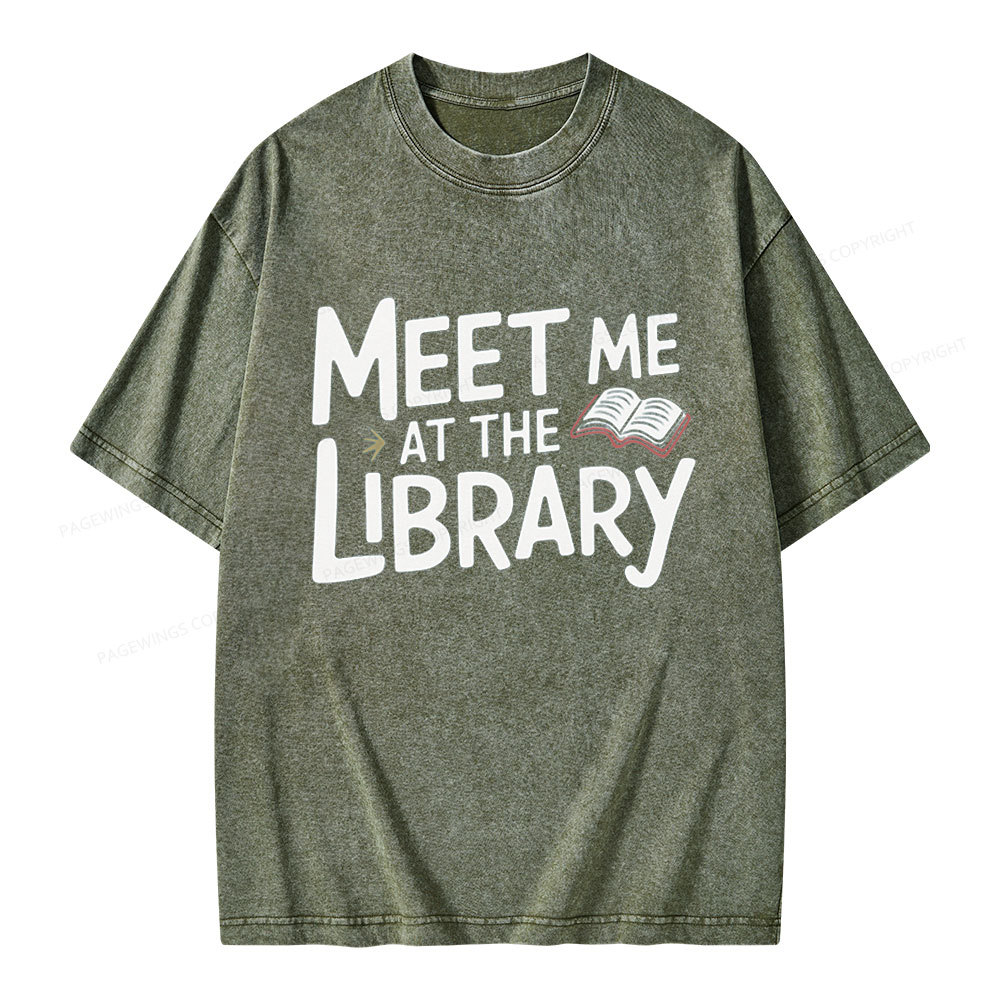 Pagewings Meet Me At The Library  Unisex Washed T-shirt