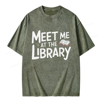 Pagewings Meet Me At The Library  Unisex Washed T-shirt