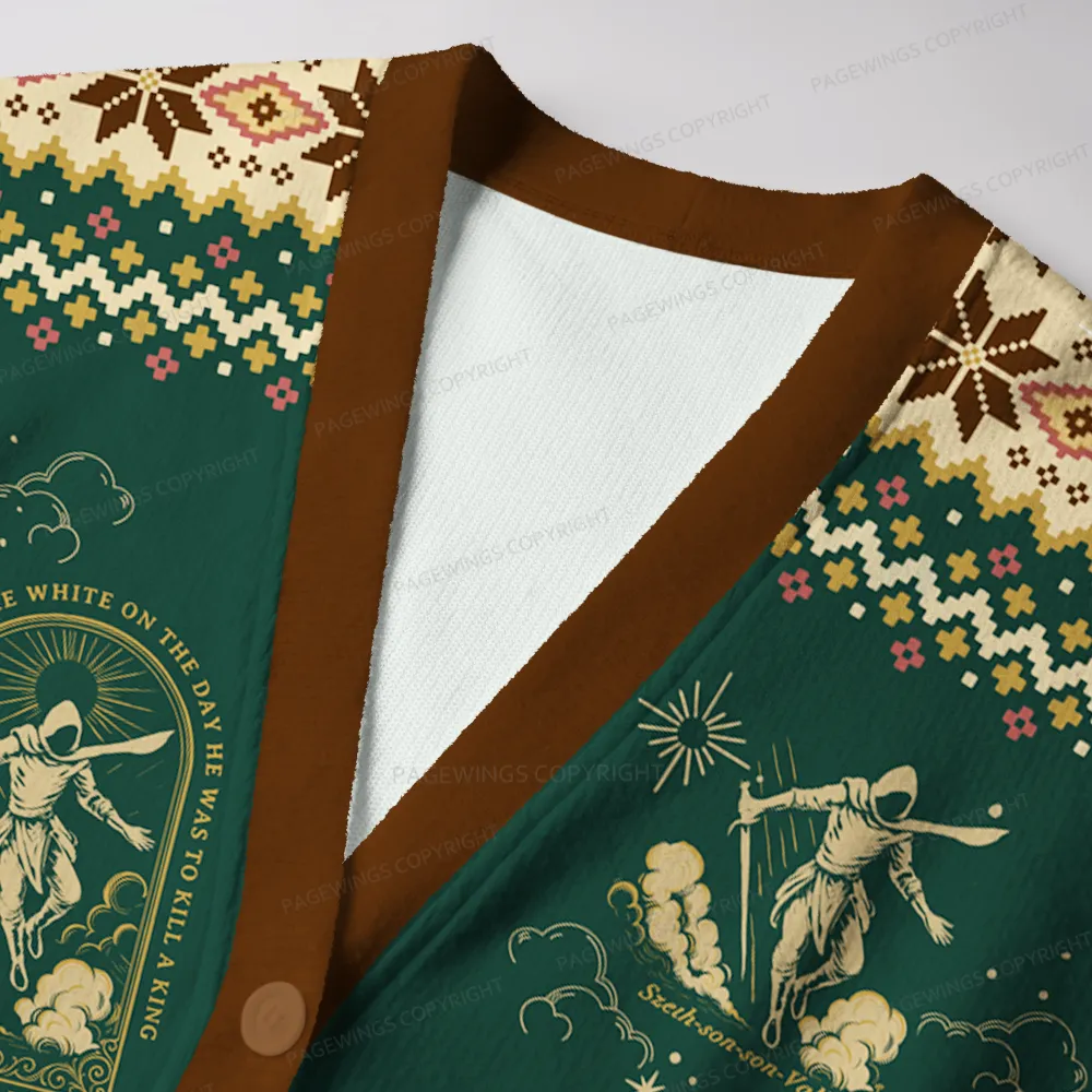 Pagewings Wore White On The Day He Was To Kill A King Unisex Ugly Cardigan Sweaters