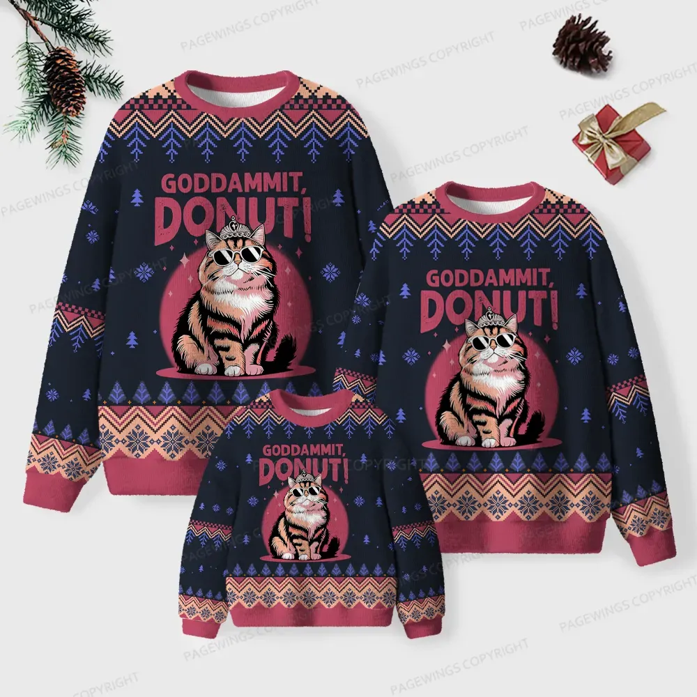 Pagewings Goddammit, Donut Unisex Ugly Knit Sweatshirt