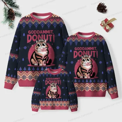 Pagewings Goddammit, Donut Unisex Ugly Knit Sweatshirt