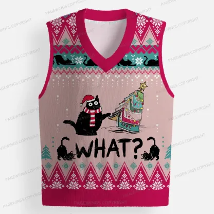 Pagewings What  Unisex V-Neck Ugly Knit Vest
