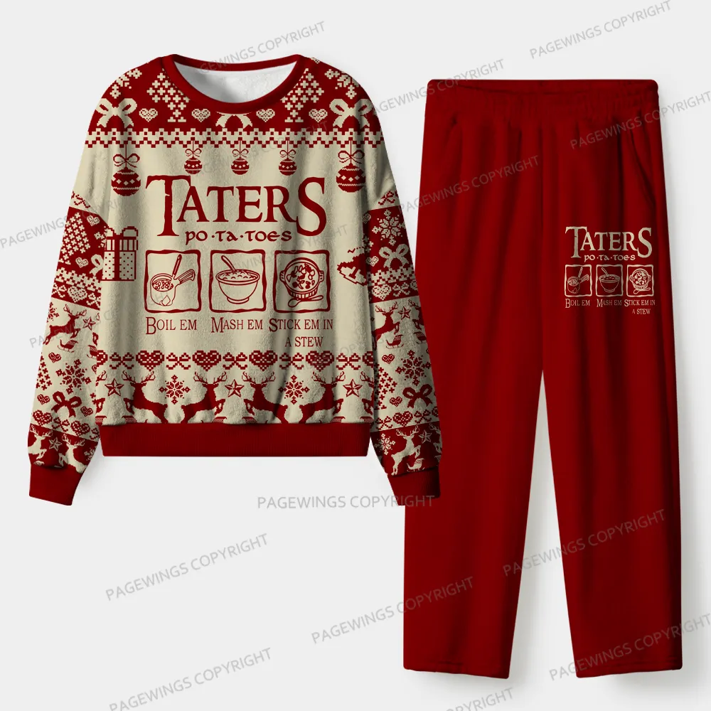 Pagewings Taters Po-Ta-Toes Boil Unisex Flannel Pajama Set