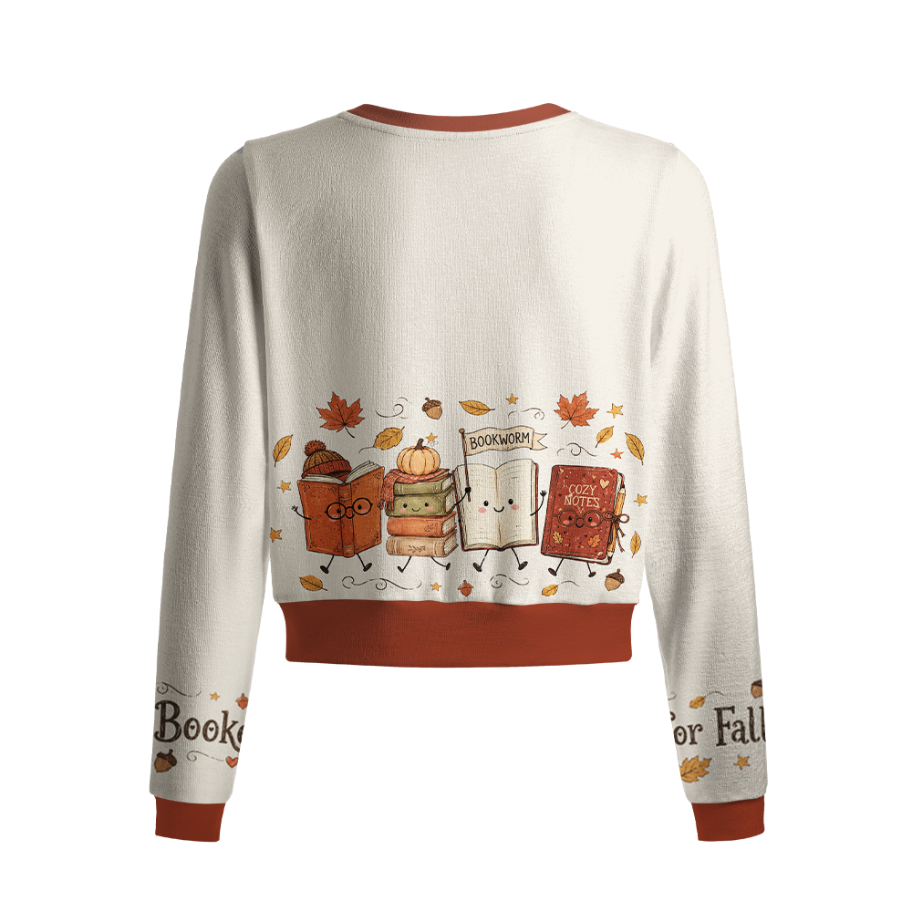 Pagewings  All Booked for Fall Crew Neck Cardigan Sweaters