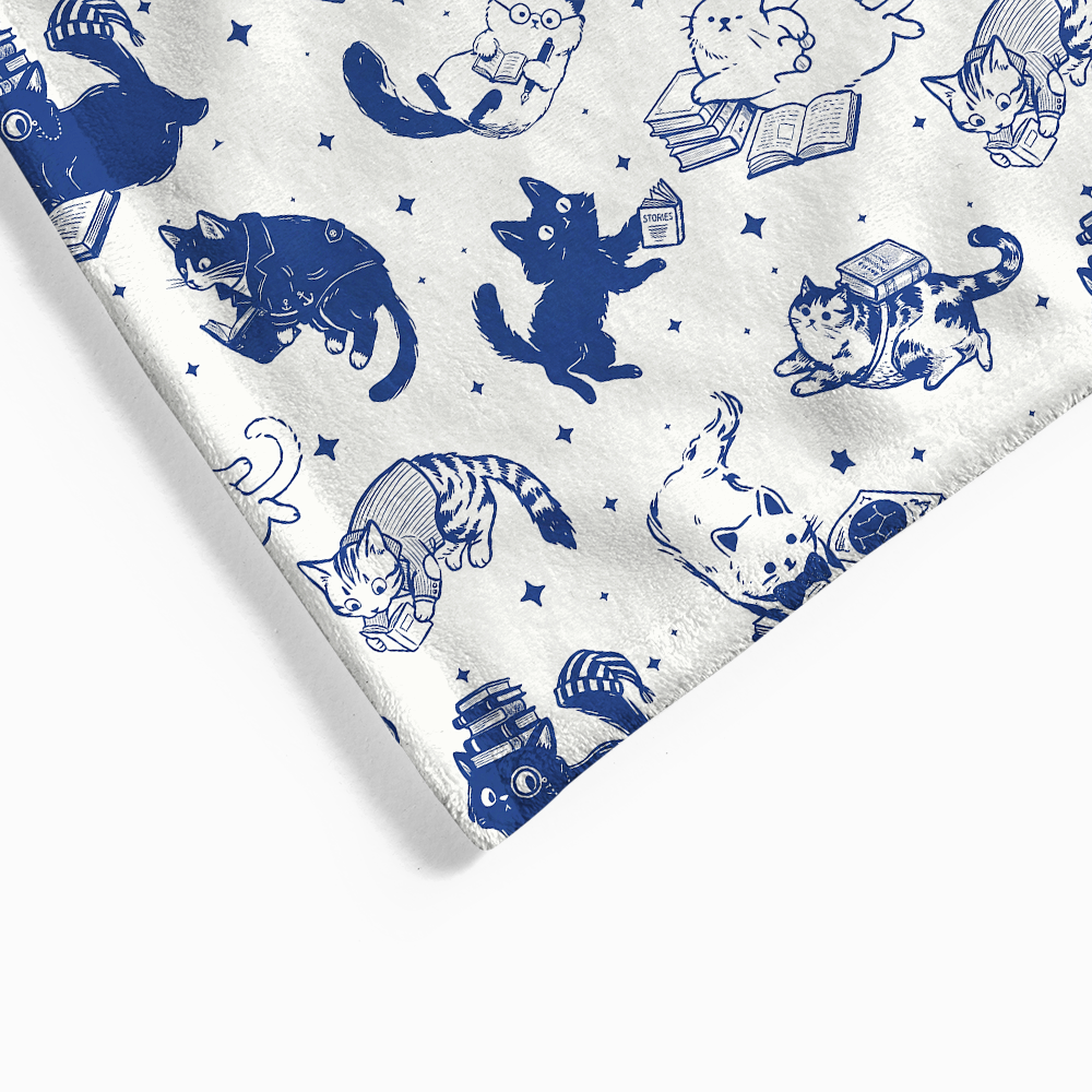 [Copy]Pagewings Cat Book Lover Flannel Blanket