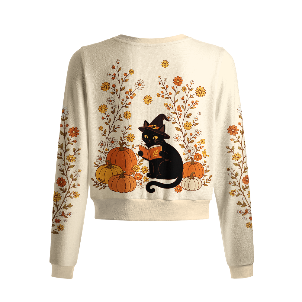 Pagewings Cat Book Lover Crew Neck Cardigan Sweaters