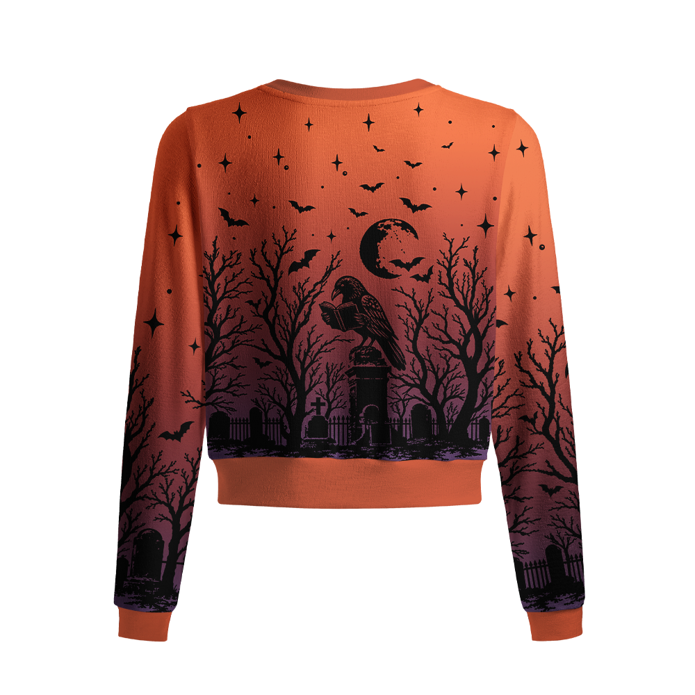 Pagewings Halloween Bookish Crew Neck Cardigan Sweaters