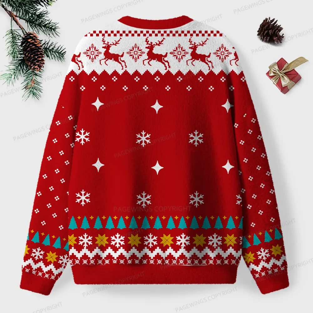 Pagewings On My Way To Hoard Books And Cause Chaos Unisex Ugly Knit Sweatshirt