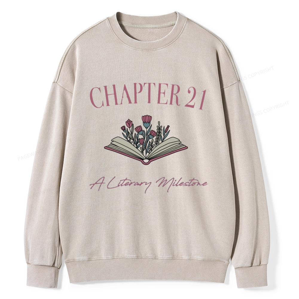 Pagewings Personalized Birthday Gift For Book Lover Unisex Washed Sweatshirt