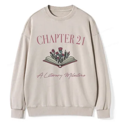 Pagewings Personalized Birthday Gift For Book Lover Unisex Washed Sweatshirt