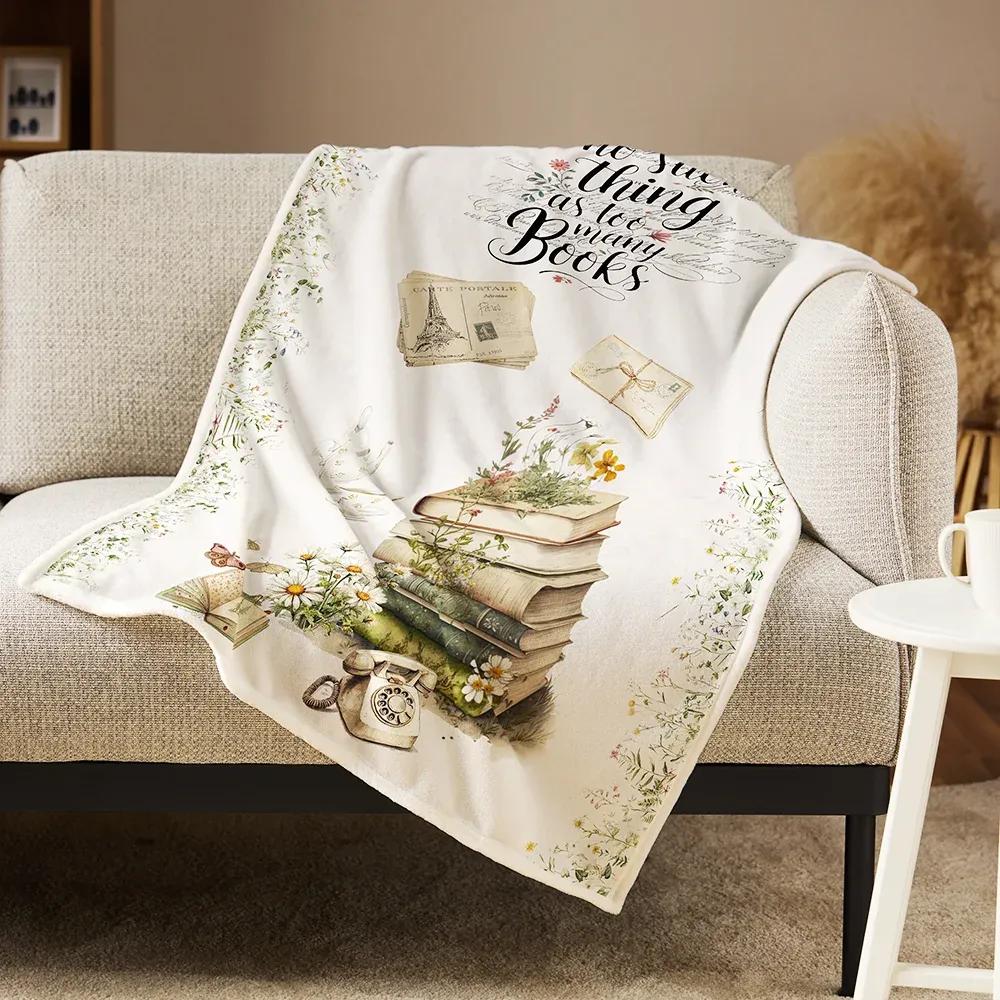 Pagewings There's No Such Thing As Too Many Books Flannel Blanket