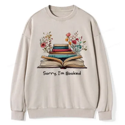 Pagewings Sorry I'm Booked Unisex Washed Sweatshirt