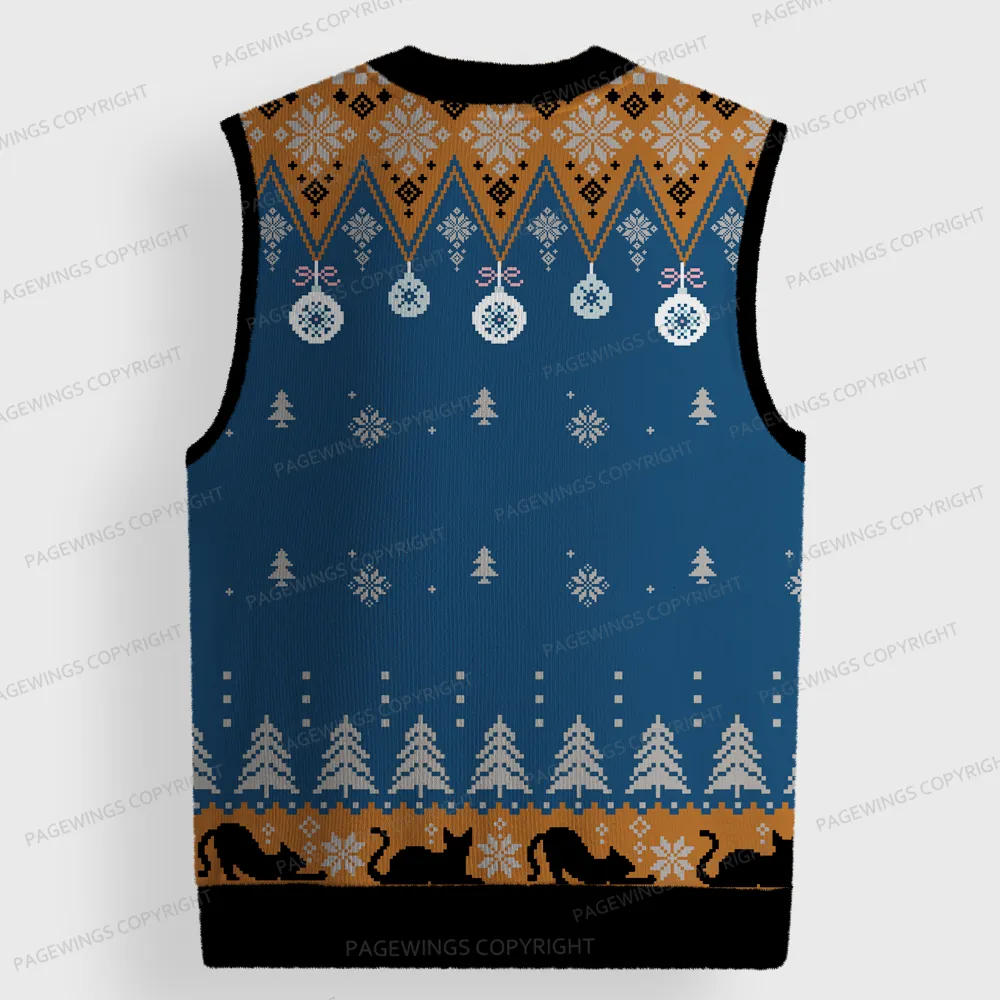 Pagewings I Think A Lot Of My Problems Unisex V-Neck Ugly Knit Vest