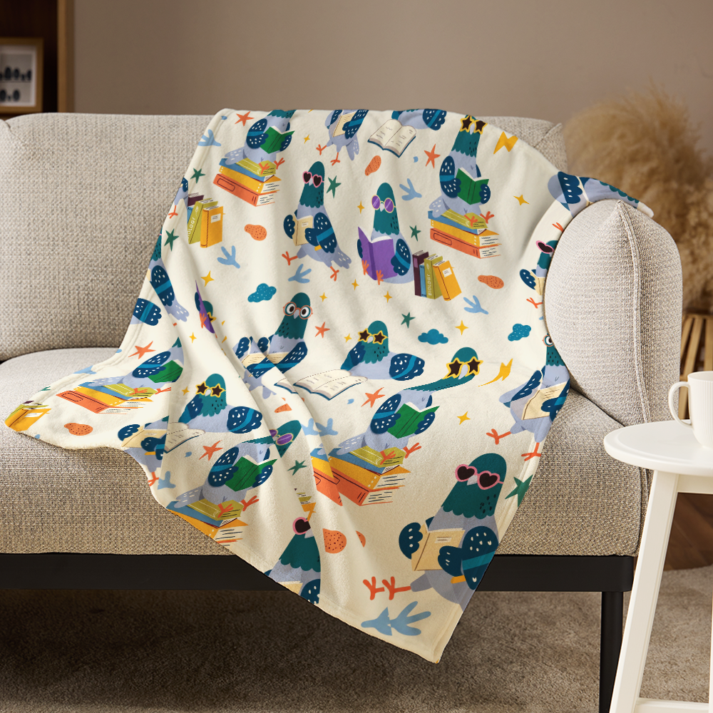 Pagewings Librarian Pigeon Flannel Blanket