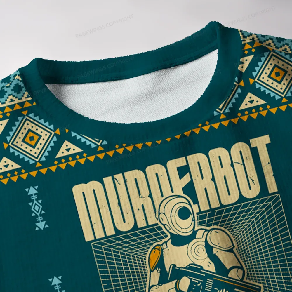 Pagewings Murderbot Unisex Ugly Knit Sweatshirt