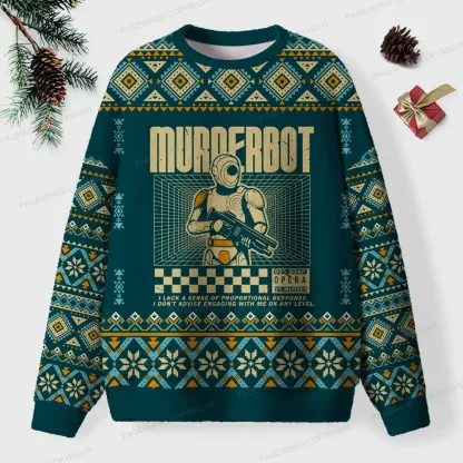 Pagewings Murderbot Unisex Ugly Knit Sweatshirt