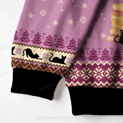 Pagewings Just a Book Loving Cat Unisex Ugly Knit Sweatshirt
