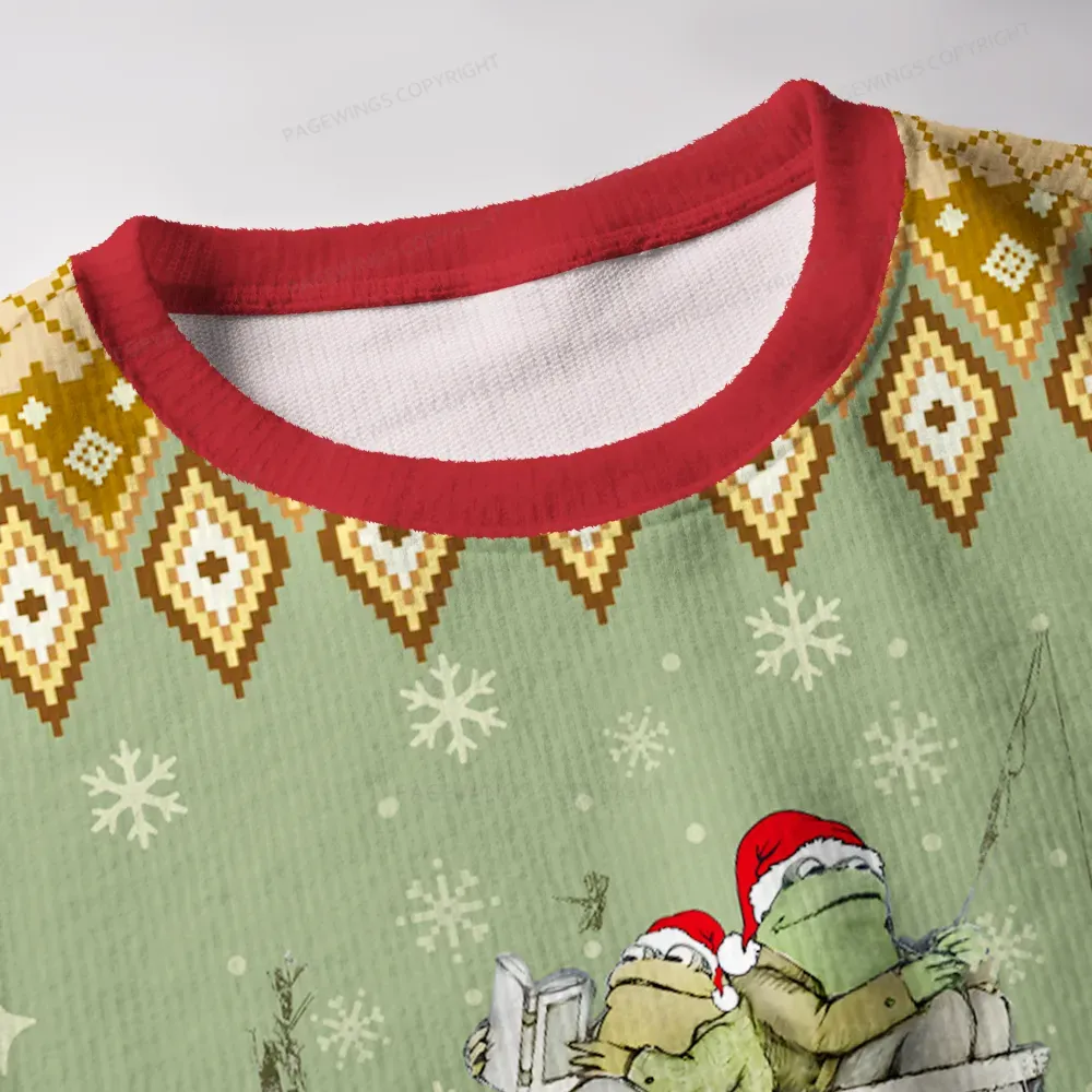 Pagewings Frogs Love Reading Unisex Ugly Knit Sweatshirt
