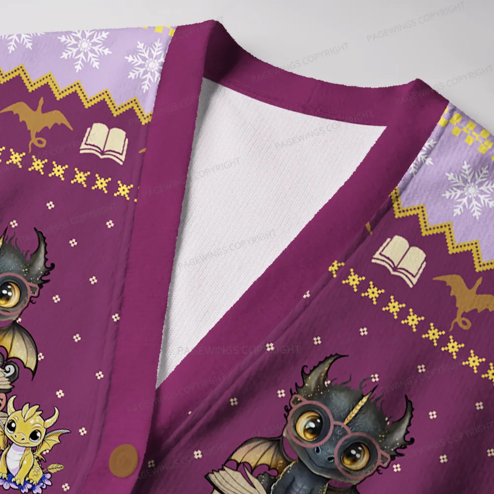 Pagewings Read Books Be Kind Love Dragons Unisex Ugly Cardigan Sweaters